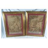 Pair of framed tapestries