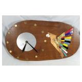 Wood & metal folk art wall clock