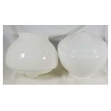 Pair of acorn milk glass shades