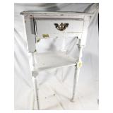 Painted wood glass-top end table