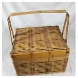 Woven bamboo picnic basket