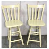 Pair of wooden swivel stools