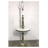 Vintage brass and marble pedestal lamp
