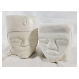 Plaster head art pieces