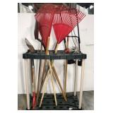 Yard tool organizer with yard tools