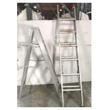 Lot of two aluminum ladders