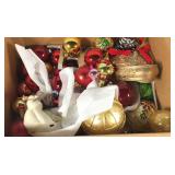 Box of Christmas ornaments