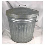 Galvanized metal trash can