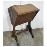 Primitive wood sewing chest w/brass hinges