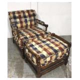 Vintage plaid arm chair & ottoman