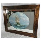 Wood framed nautical mirror