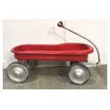 Vintage red metal wagon