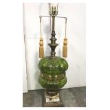 Vintage green glass mid century lamp