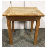 Slat top wood side table