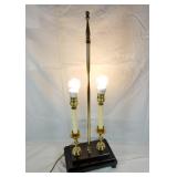 Brass & wood table lamp