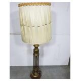 Vintage brass & wood table lamp