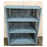 Blue wicker shelf