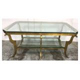 Gold finished iron glass top coffee table