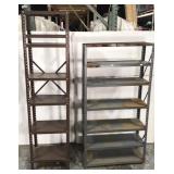 Two metal storage shelves