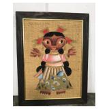Pacific islander framed burlap art