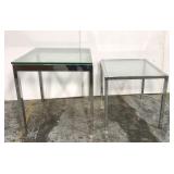 2 Chrome and glass side tables