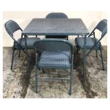 Folding card table and four folding chairs