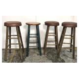 Lot of four wooden stools