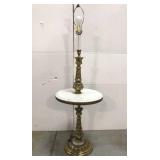 Brass and marble pedestal lamp