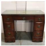 Vintage pedestal desk w/ glass top
