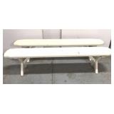 Pair of white rustic benches