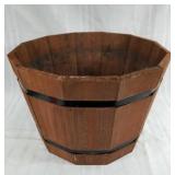 Wood half barrel planter