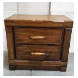 Wood 2 drawer nightstand