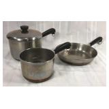 3 vintage Revere-ware pans