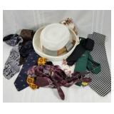 Hat, neckties & suspenders lot