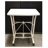 White rolling TV tray