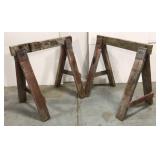 Pair of wood saw horses
