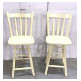 Pair of wood bar stool swivel chairs