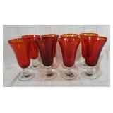 Red bubble glass goblets