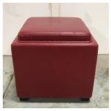 Red leather ottoman