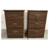 Two tall three drawer nightstands
