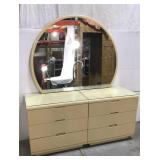 Three piece cream vanity dresser with mirror