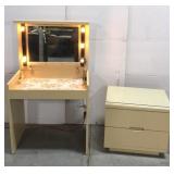 Cream Nightstand and vanity desk