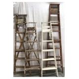 Lot of four wooden ladders