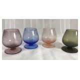 Set of 4 vintage miniature etched glass goblets