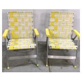 Pair of vintage yellow lawn chairs