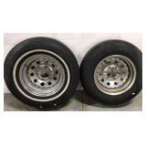 Pair of Chevy six-lug wheels and tires