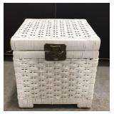 White wicker storage box