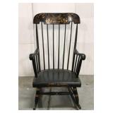 Vintage black stenciled rocking chair