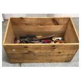 Wood crate with tools