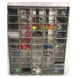 Barbie accessories in storage bin